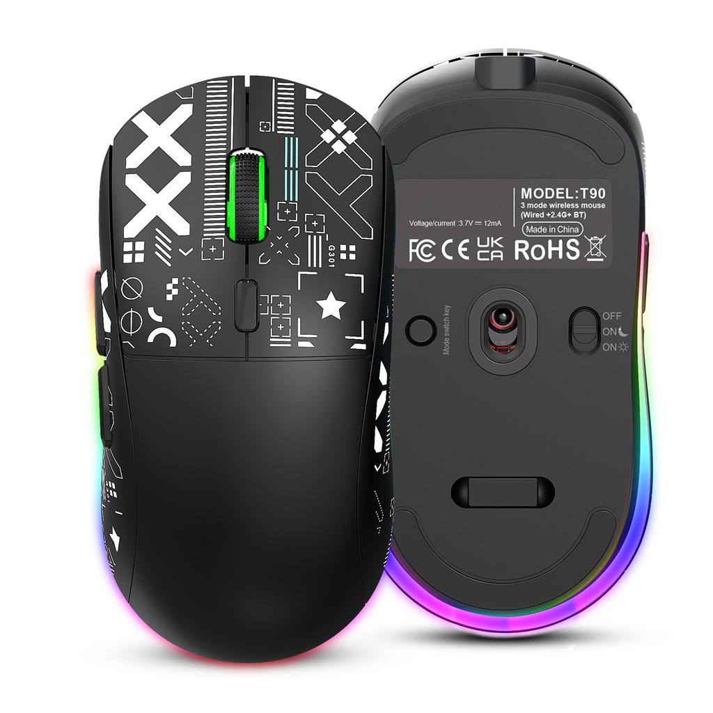 Hxsj T90 2.4G Беспроводная Механическая Мышь RGB Игровая Мышь Эргономичный Дизайн 10 Миллионов Нажатий 3600 Скоростей 6