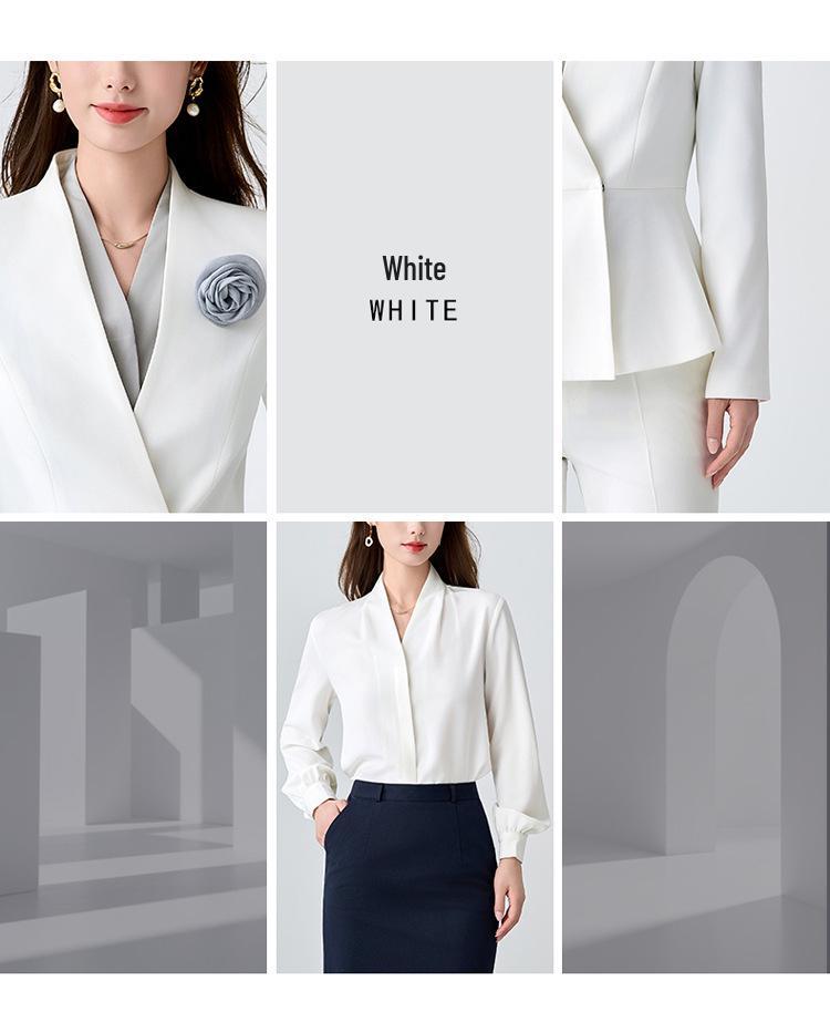 2025 Women's White Suit Set: Spring/Autumn Salon Reception Workwear Blazer
