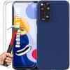 Case and 2 Tempered Glasses for Redmi Note 11-Note 11S, Navy Blue TPU Protection