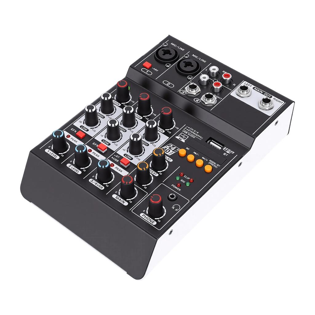 Звуковой микшер USB MP3 Bluetooth Компьютерный вход 4 канала 48 В Фантомное питание Стерео DJ-микшер для компьютерной записи Караоке