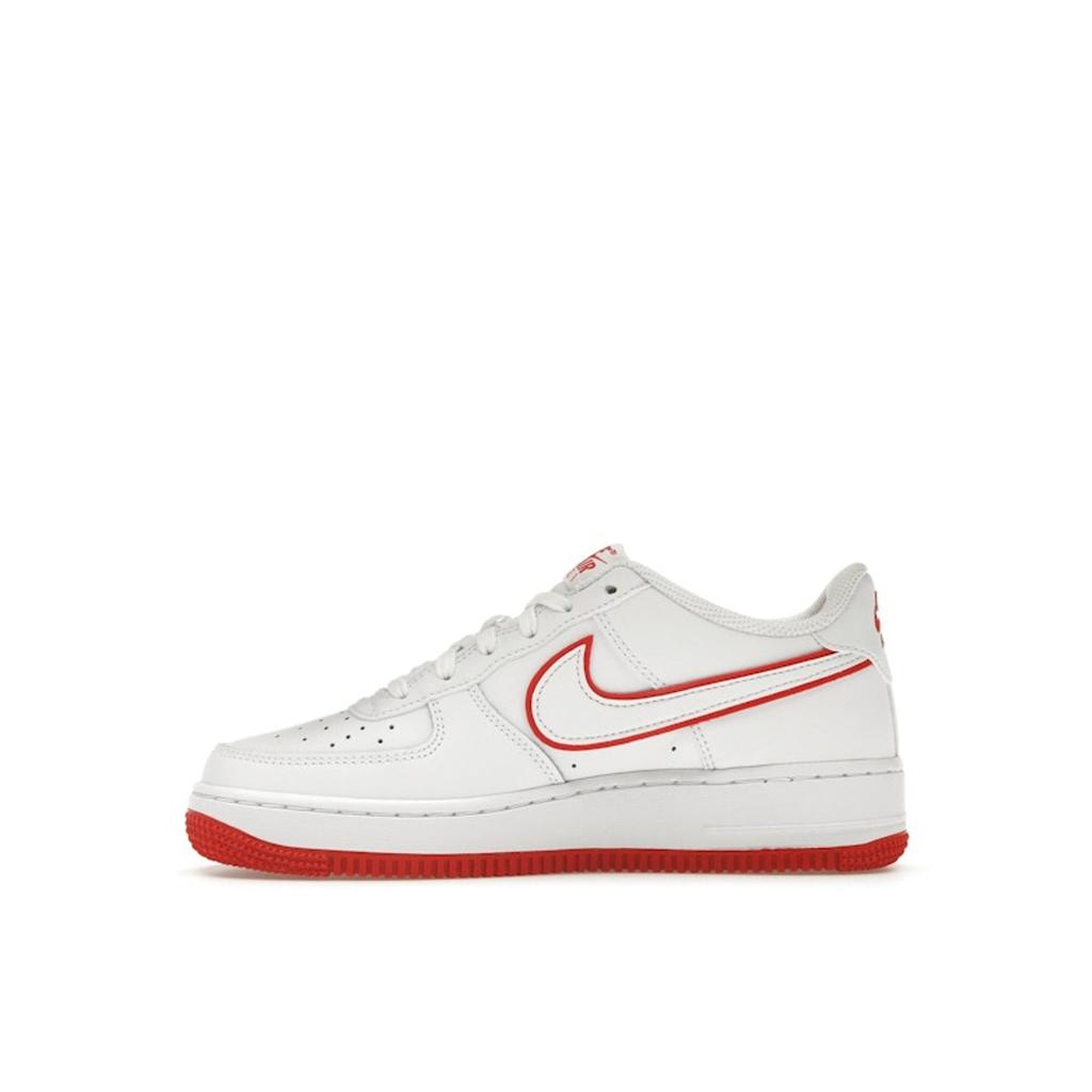 Nike Air Force 1 GS White Picante Red Детские кроссовки Aura Blue-Tint Aluminium DV7762-101