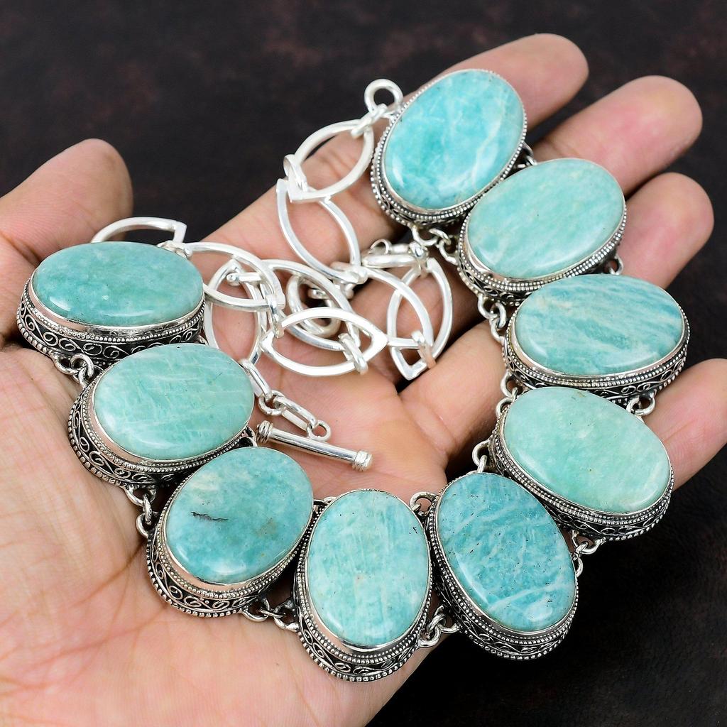Ожерелье из драгоценного камня амазонита, ожерелье из стерлингового серебра 925 пробы, ювелирные изделия ручной работы, регулируемая цепочка, ожерелье, подарок для мамы, винтажное ожерелье