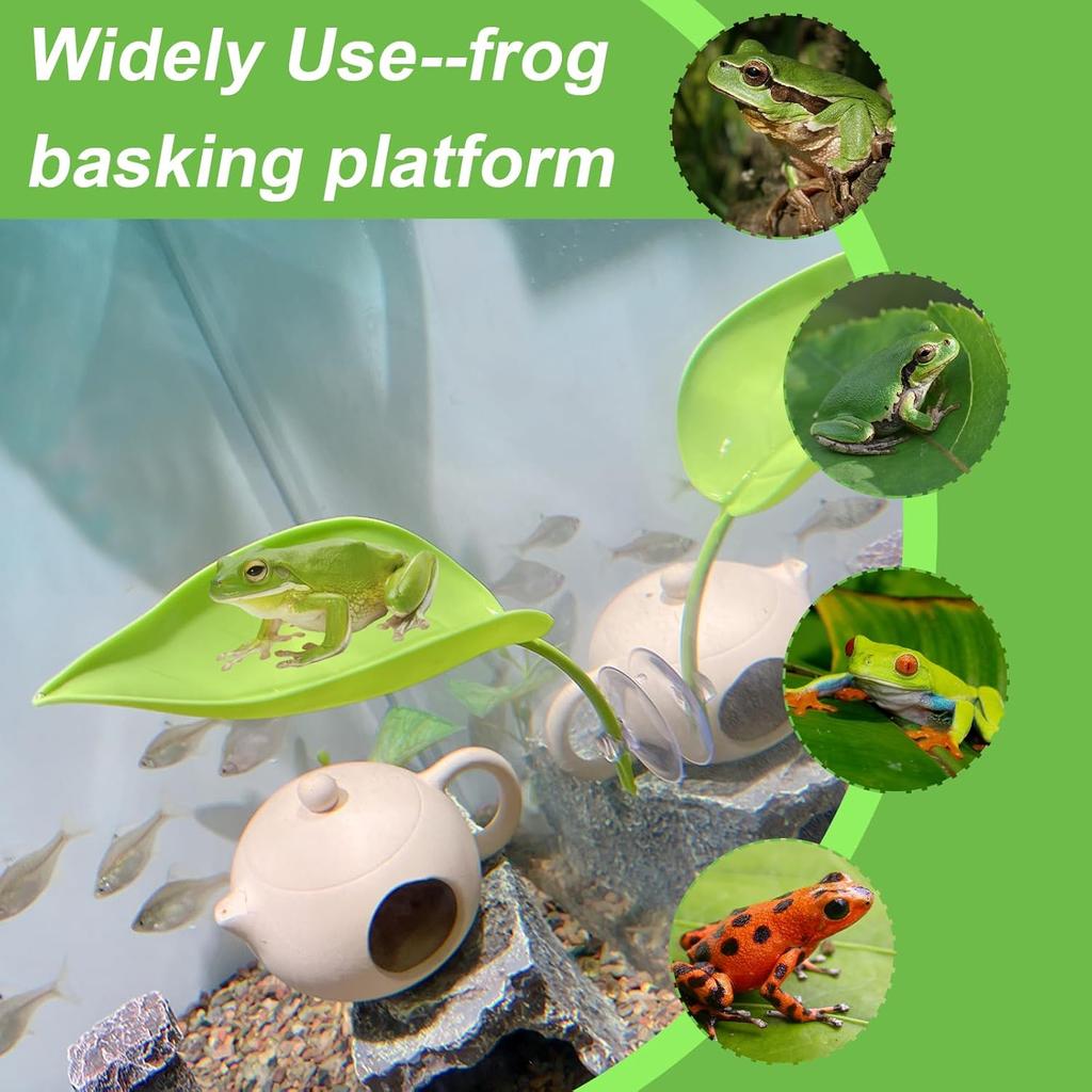 Climbing Pet Suspended Nest Lizard Hideout Simulating Plant Leaves Reptile Habitat Basking Area Resting Terrace with Suction Cup