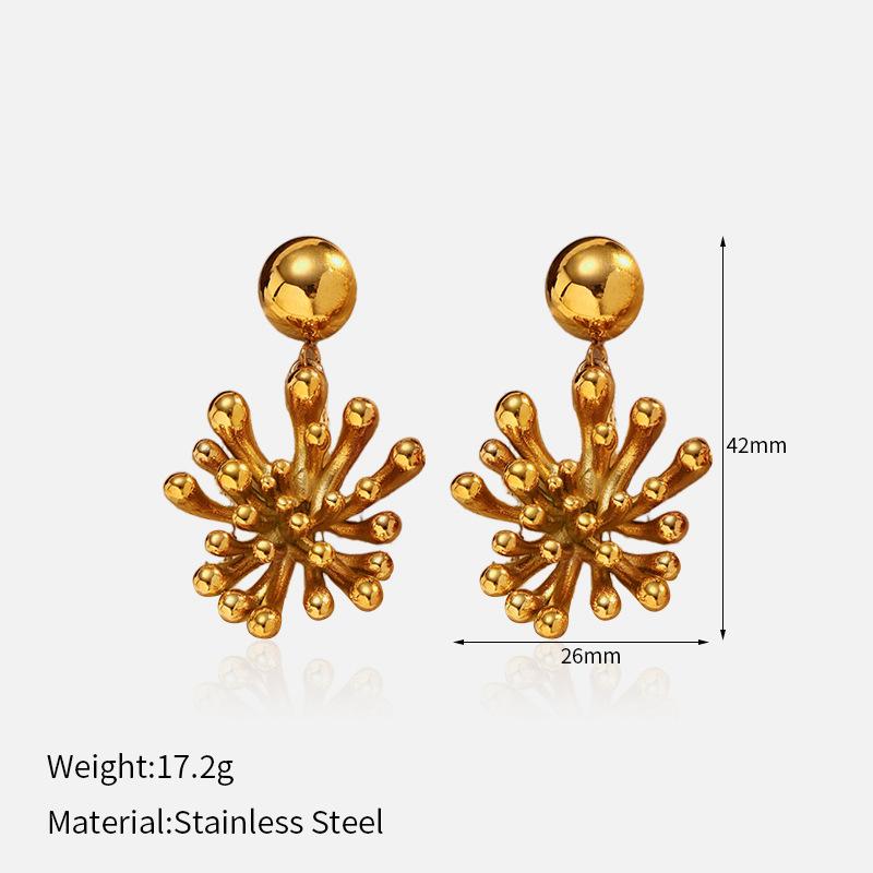 European and American creative light luxury stainless steel stud earrings fashion exquisite electroplated 18k gold titanium steel stud earrings women