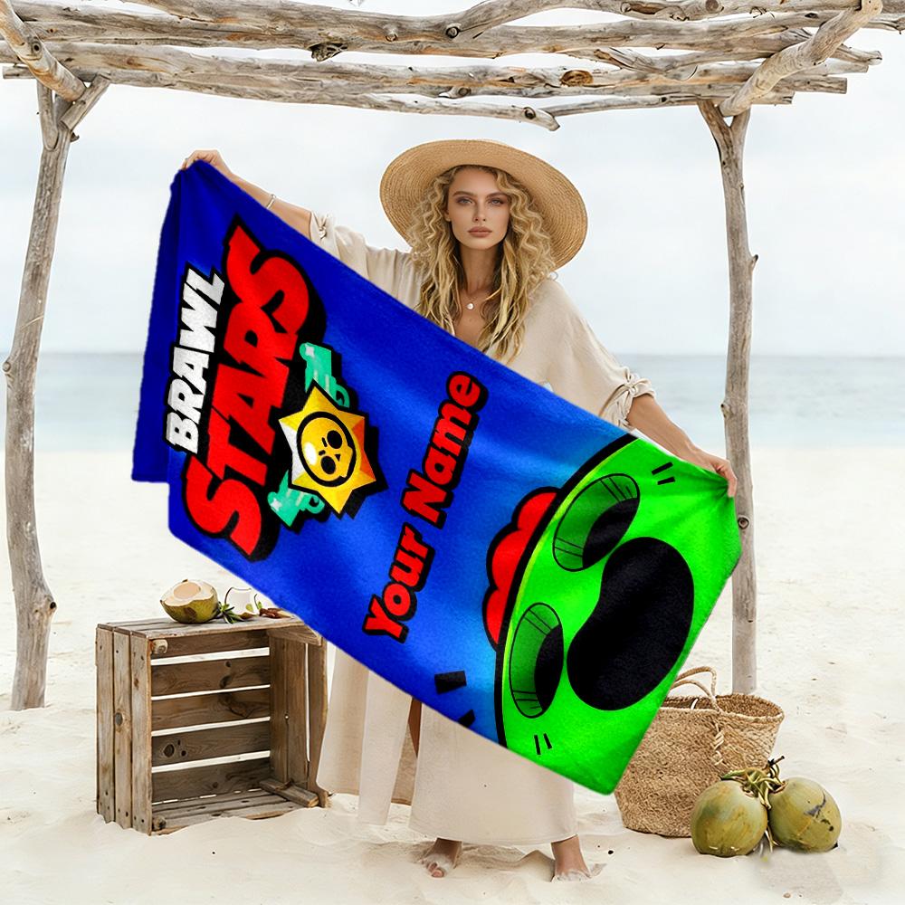 Supercell Customize Text Beach Towel Super Soft Microfiber Quickdry Fabric Portable for SwimmingBeachCamping Travel Beach AccessoriesGym