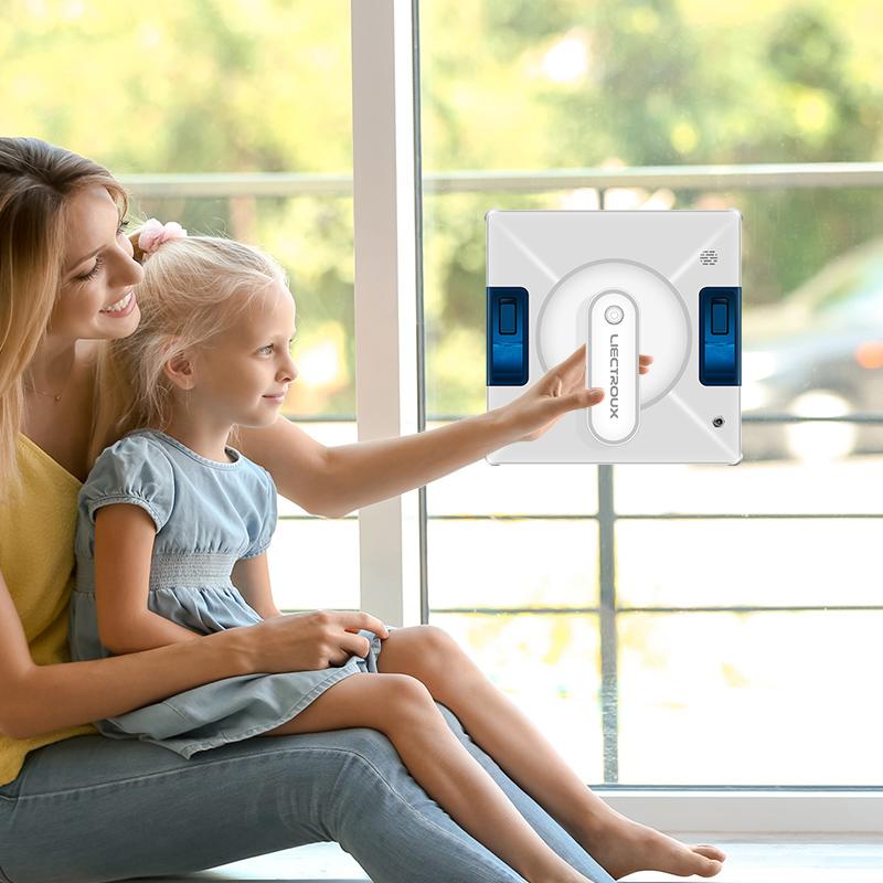 LIECTROUX YW509 Робот-пылесос для окон, двойной распылитель воды, лазерный датчик, автоматическая швабра для влажной уборки стекла, робот для чистки окон дома