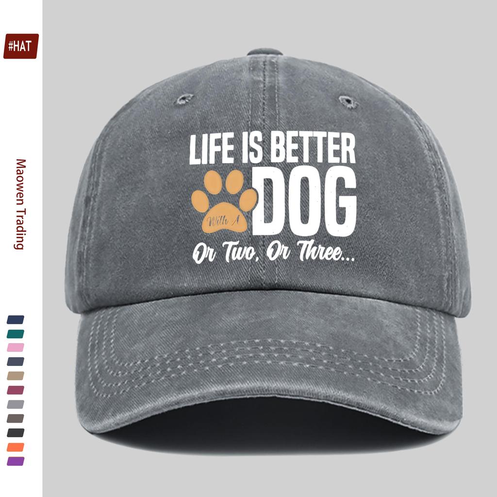 pc LIFE IS BETTER with A DOG Letter Print Baseball Cap Casual Style Decorative Hat Comfortable and Lightweight Sun Hat Adj