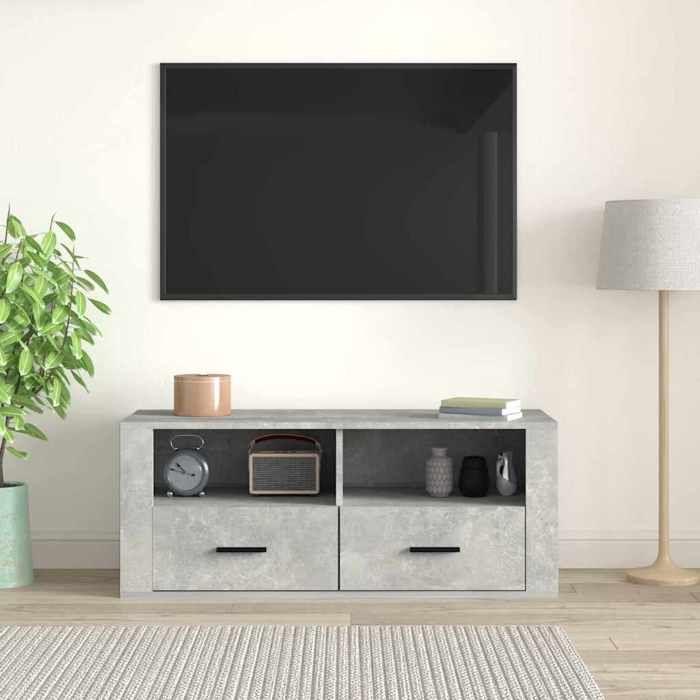 Maison Exclusive - Meuble TV Gris béton 100x35x40 cm Bois d'ingénierie