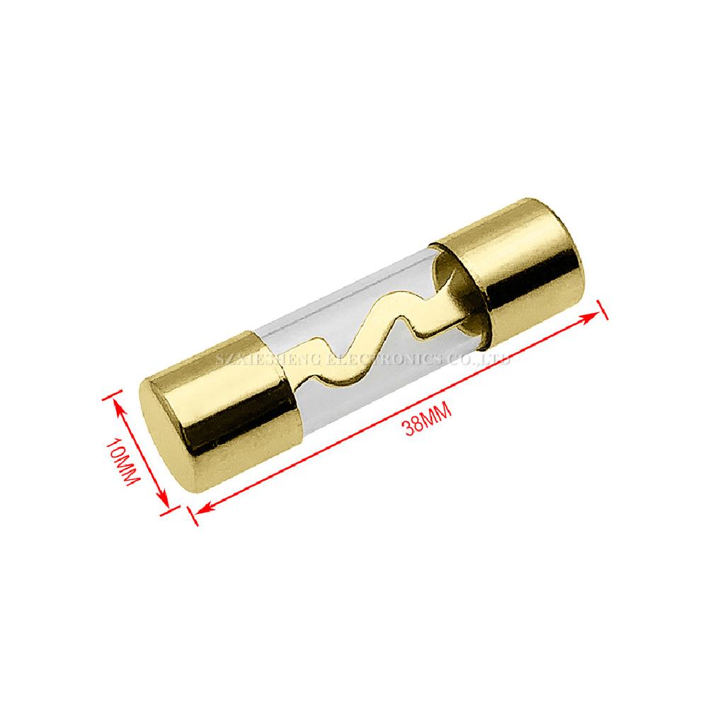5PCS 10*38MM Gold Plated Glass AGU Fuse Fuses Pack Car Audio Amp Amplifier 10A 15A 20A 25A 30A 40A 50A 60A 70A 80A 100A Car Fuse Fuse Holders1