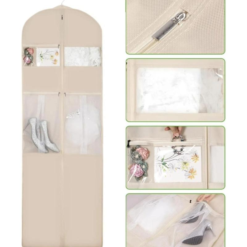 Oversized 72" Gown Storage Bag Waterproof Oxford Fabric Dustproof Hanging Clothes