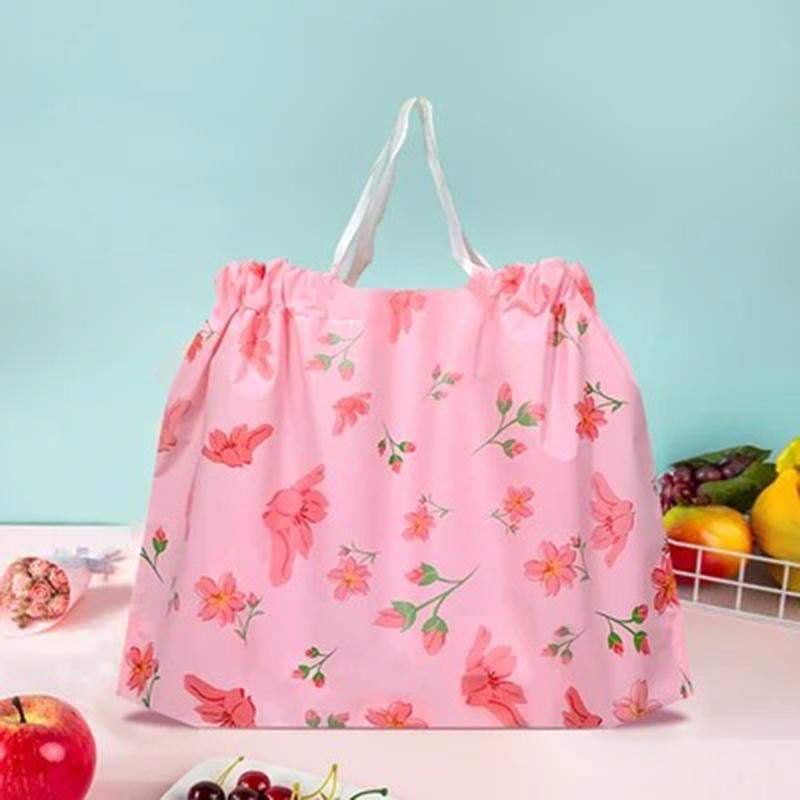 50 шт., толстая пластиковая упаковка с завязками вишни, сумка на вынос с завязками, зеленая, синяя, с ручными ручками, сумки для фруктов, мультяшный медведь, комплект, карман