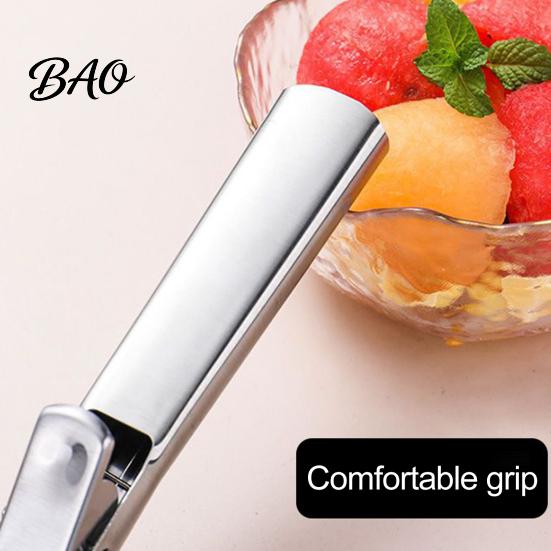 Ice Cream Scooper Fruit Scoop, Stainless Steel with Trigger Non-Slip Handle, Rebound Scoop Heavy Duty Metal for Balls Baller