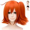 CaseEden Cosplay with Includes 2 Wig Nets Wig, Short, Bun, Ahoge, Heat-Resistant, Orange/Reddish Orange,