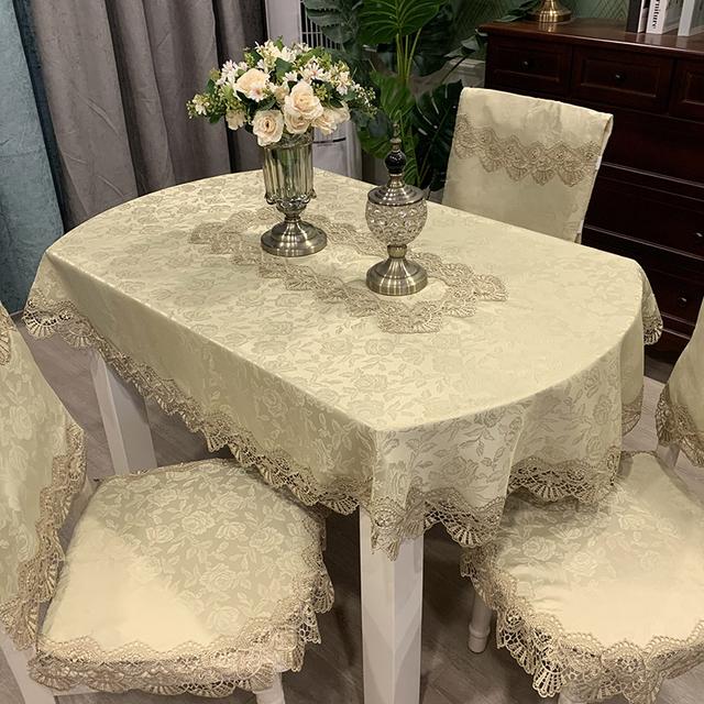 Овальная скатерть из атласа с вышивкой, складной чайный столик, европейский чехол для обеденного стола, скатерть, кружевной стол, художественный пылезащитный чехол, чехол на стул