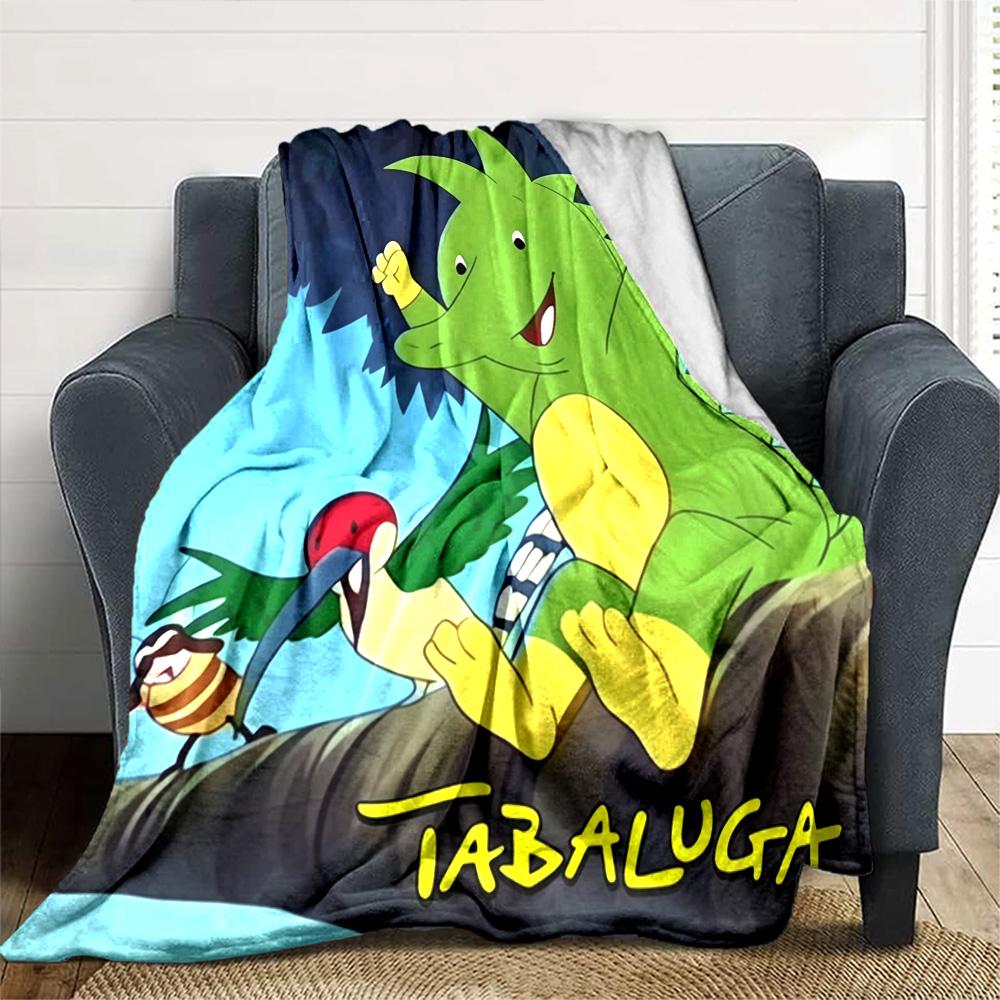 Tabaluga Cartoon Green Dragon Print Flannel Throw Blanket Soft Cozy Blanket for Sofa Bedroom Children Gift
