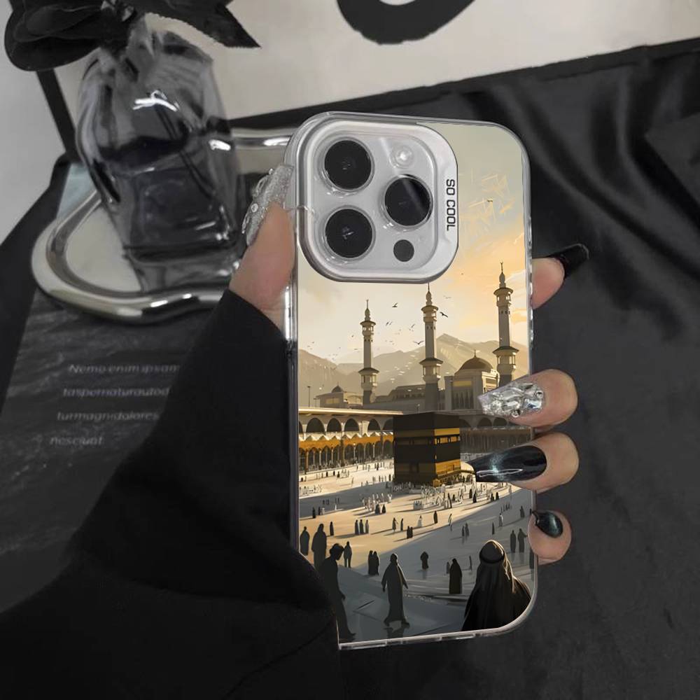 Pilgrims IN Mecca Cover For iPhone 17,16,15,14,13,12,11,Mini,Pro,E,SE4,XS,MAX White Shockproof Candy Matte Cover