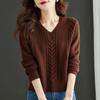 Women's Autumn & Winter Short-Style V-Neck Sweater High-Waisted Top Thickened Knit Base Layer