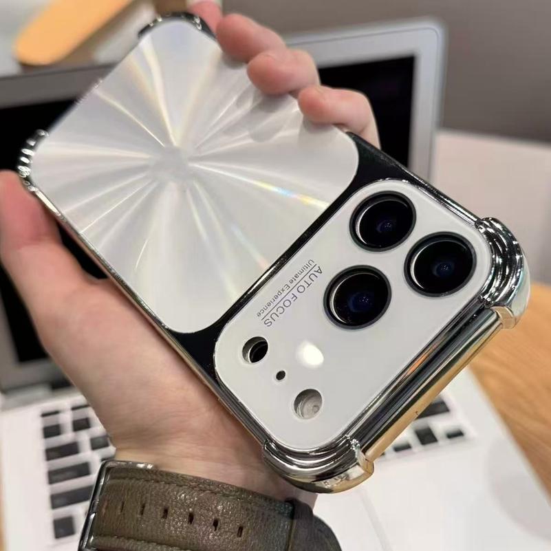 New 6D Colorful Laser Aurora Case For iPhone 13 14 15 16 17 Pro Max Air Soft Bumper Shockproof Glass Camera Hard PC Cover