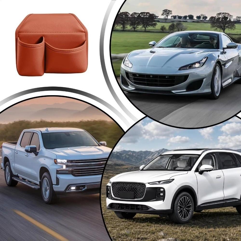 Adhesive Car Window Armrest Storage Box PU Leather Vehicle Side Door Organizer Road Trip