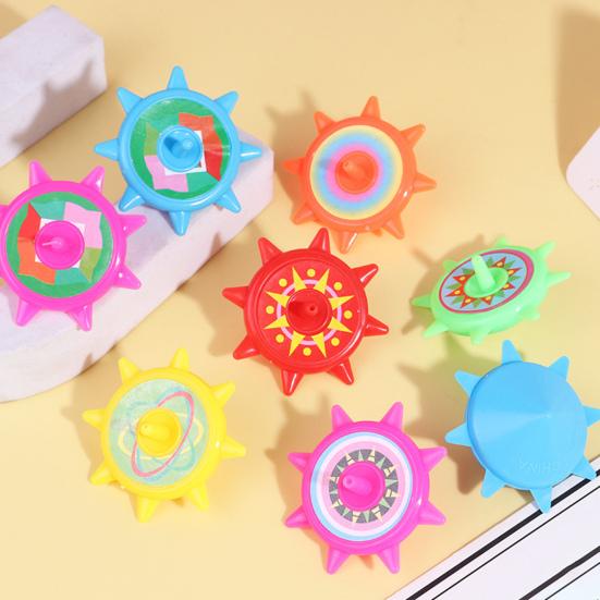 12Pcs Colorful Plastic Spinning Top Portable Travel Kids Mini Gyroscope Educational Spinner Toy Toddlers Boys Girls Gift Party Favors