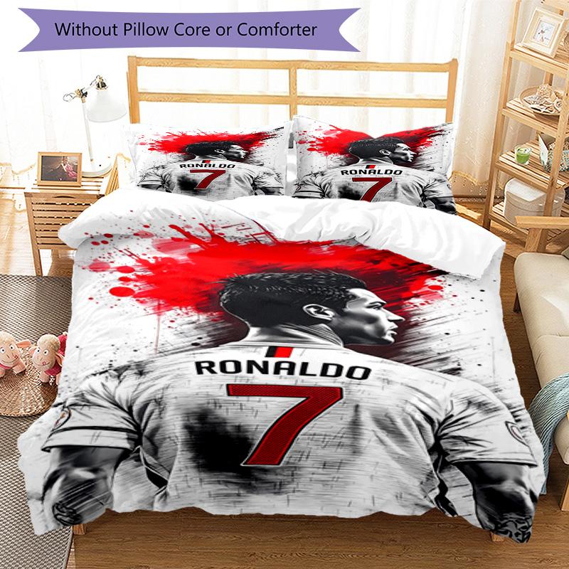 Ronaldo's Man Fireball Bedding Set, Breathable Duvet Cover with Pillowcases, Soft Bed Linen for Bedroom Home Decoration, Perfect Festival Birthday Gif