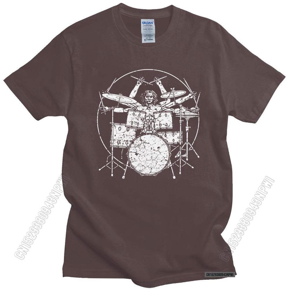 Novelty Cute Vitruvian On Drums Tshirt Cotton Printed Drummer Tee Drumming T Shirts Clothing T-Shirt Streetwear