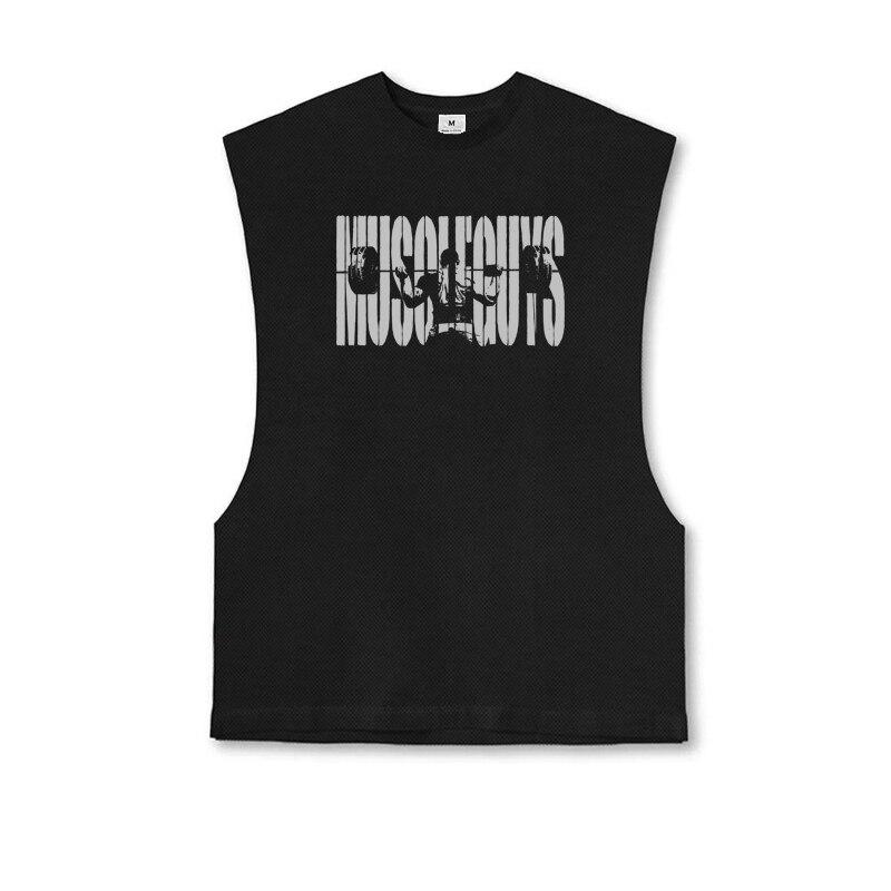 Muscleguys Мужская сетка для фитнеса и бега, быстросохнущая футболка без рукавов, высококачественные дышащие майки на бретелях