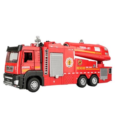 Масштаб 1/32 Пожарная машина Модель игрушечной машины Металлическая литая под давлением Светомузыкальная имитация Спрей Спасательная машина Модели для детей Подарки на день рождения