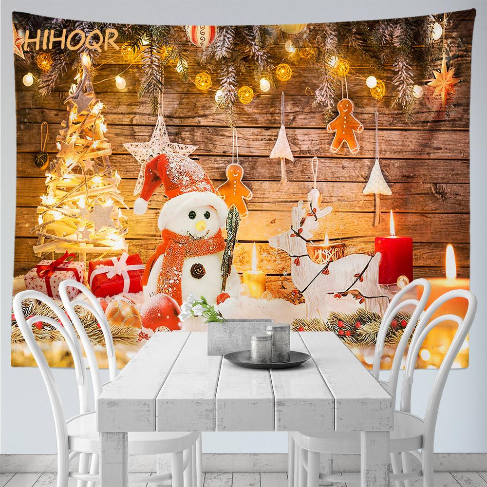 Рождественский гобелен настенный Санта-Клаус Рождественская снежная сцена гобелен на окно Эстетический декор комнаты украшение для дома и праздника
