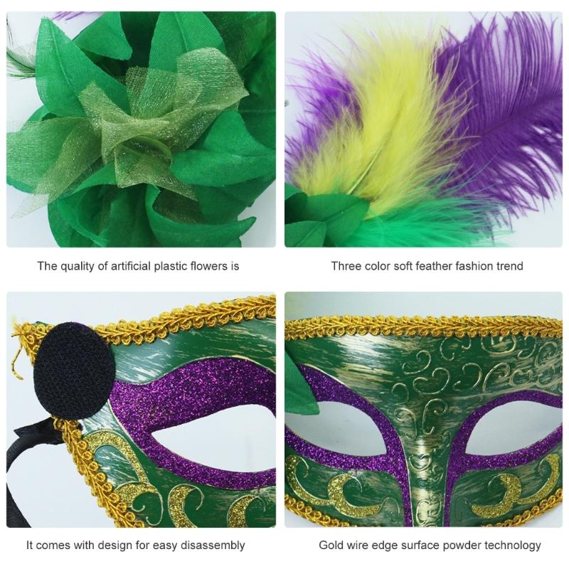 Flower Decoration Masquerade Mask Half Face Mask Halloween Party Mask Feathered Masquerade Eyewears For Women Cosplay