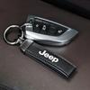 For Jeep Car Key Ring Cowhide Leather Keychain Waist Pendant Carabiner For Jeep Grand Cherokee Wrangler JK Gladiator Compass
