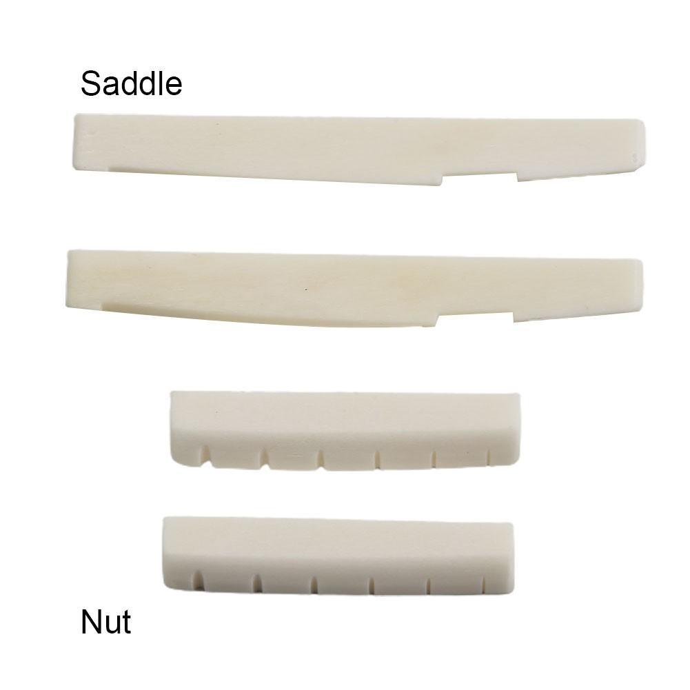2 Sets Of 4 Pcs 6 String Acoustic Guitar Bone Bridge Saddle 72mm and Nut 43mm