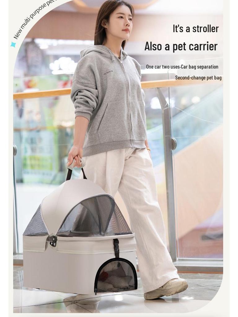 Lightweight Foldable Pet Stroller for Small & Medium Dogs and Cats - Detachable for Outdoor Walks