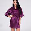Women's Satin Kimono Nightgown – Glossy Solid Color, Short and Sexy Summer Bathrobe