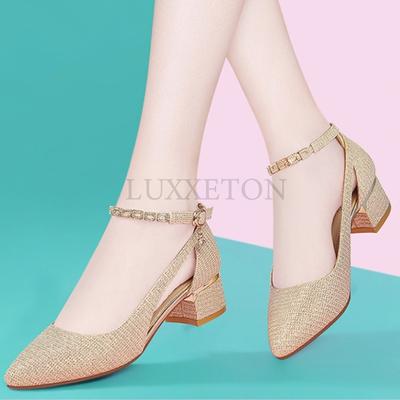 Женская мода золотистые высококачественные туфли на высоком каблуке с пряжкой для сексуальной вечеринки в ночном клубе, симпатичные туфли-лодочки Zapatos De Mujer