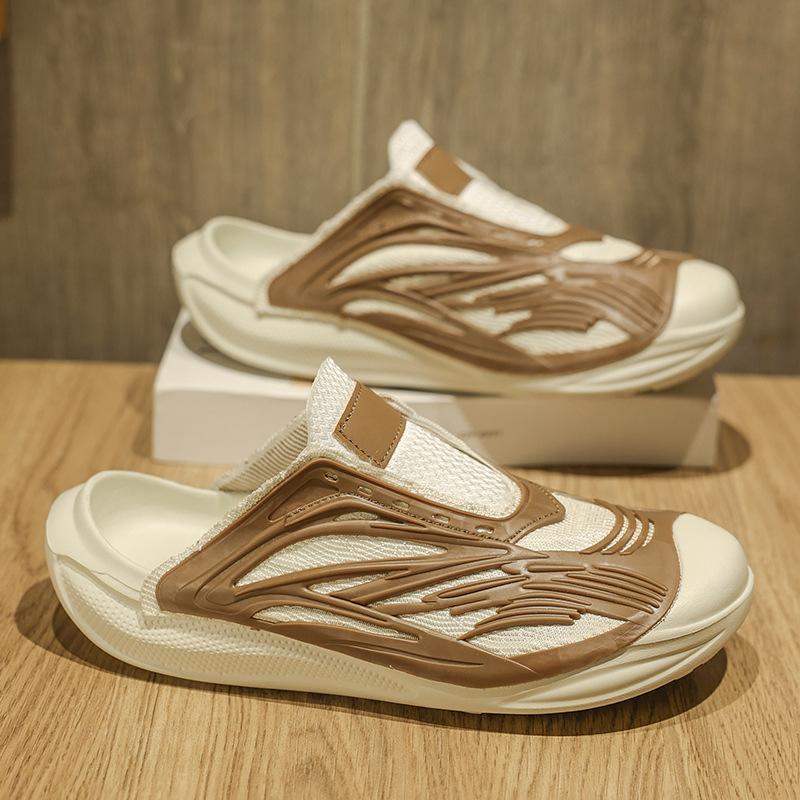 2025 Summer New Slippers Men's Korean Version Trendy Casual Lazy One Pedal Trendy Shoes Breathable Versatile Bag Head Half Drag