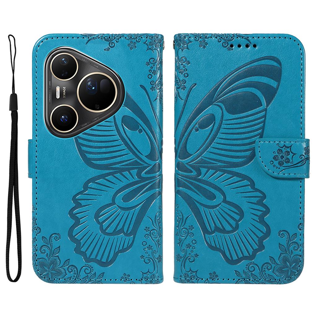 For Huawei Pura 80 Ultra Case Butterfly Pattern PU Leather Folio Flip Phone Cover