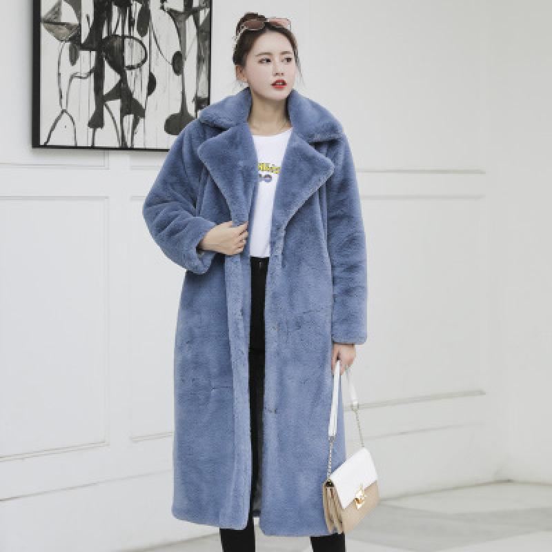 Women Winter Warm Faux Fur Coat Thick Women Long Coat Turn Down Collar Women Warm Coat With Belt Casaco Feminino
