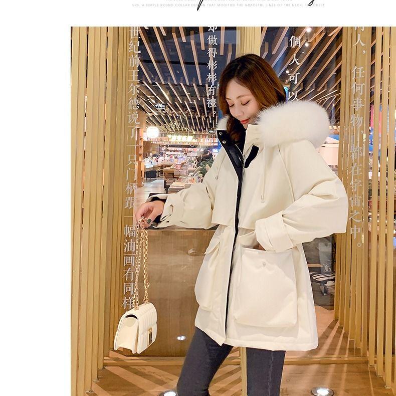 Winter Large Natural Fur Down Jacket Women Duck Down Hooded Sash Tie Up Parka Female Warm Snow Coat
