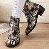 Женские модные ковбойские сапоги с принтом черепа, осень-зима, новые ботильоны из искусственной кожи, женские ботильоны на толстом каблуке Chelsea Botines