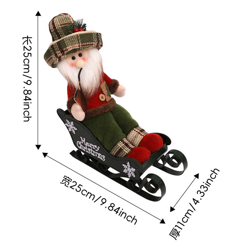 Cross-border new Christmas decorations Sleigh car pulling old man snowman sitting doll Christmas home decoration ornament