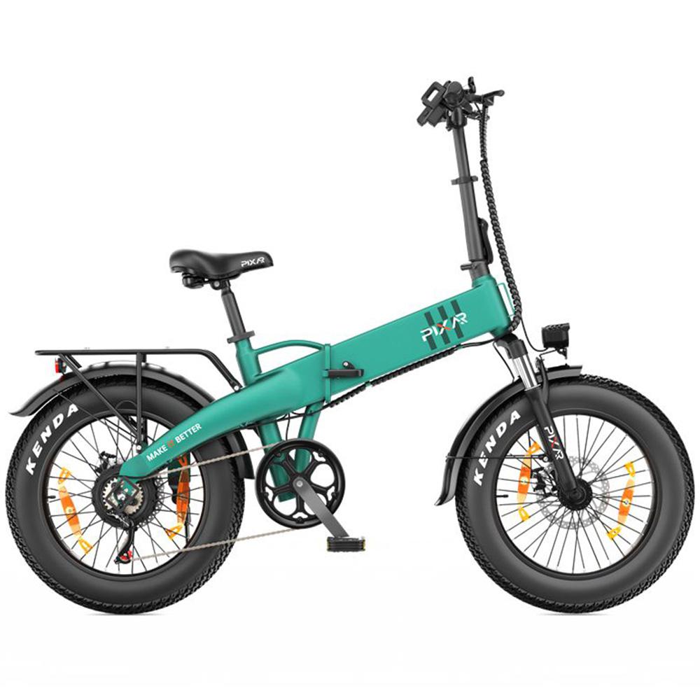 Electric Bicycle Pixar F2 250W Motor 20"x4.0" Tire Foldable City E-Bike 7 Speed Dual Disc Brakes 48V 15Ah Front Fork Suspension