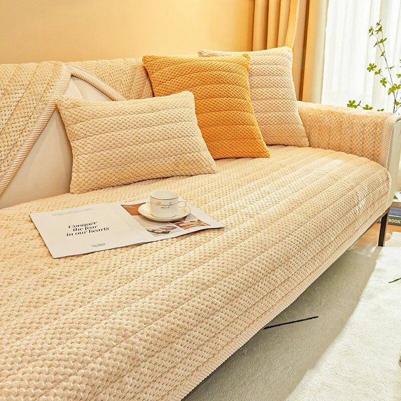 Thick Plush Sofa Covers Woven Fabric Non-slip Winter Warm Sofa Mat Slipcover Sofa Towel Couch Cushion for Room Home Mattress