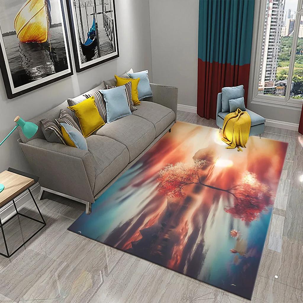 Colorful Tree Abstract Oil Painting Carpet Living Room Bedroom Decor Rug Room Floor Mats Kitchen Bathroom Entrance Non-slip Mats