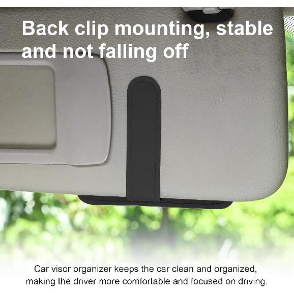 Augeny Car Sun Visor Organizer, Small Auto Visor Organizer And Storage, Registration And Document Holder, Vehicle Accessories For Sunglasses,