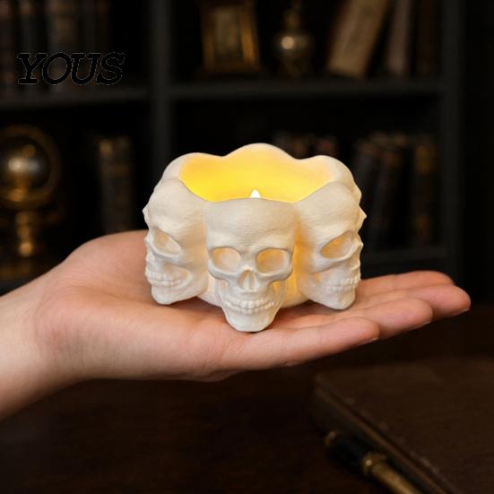 Уникальные подсвечники для Хэллоуина, 3D-печатный держатель в виде черепа, с внутренним пазом, Подсвечник в темном стиле, для чайных свечей и светодиодных свечей, Создание атмосферы