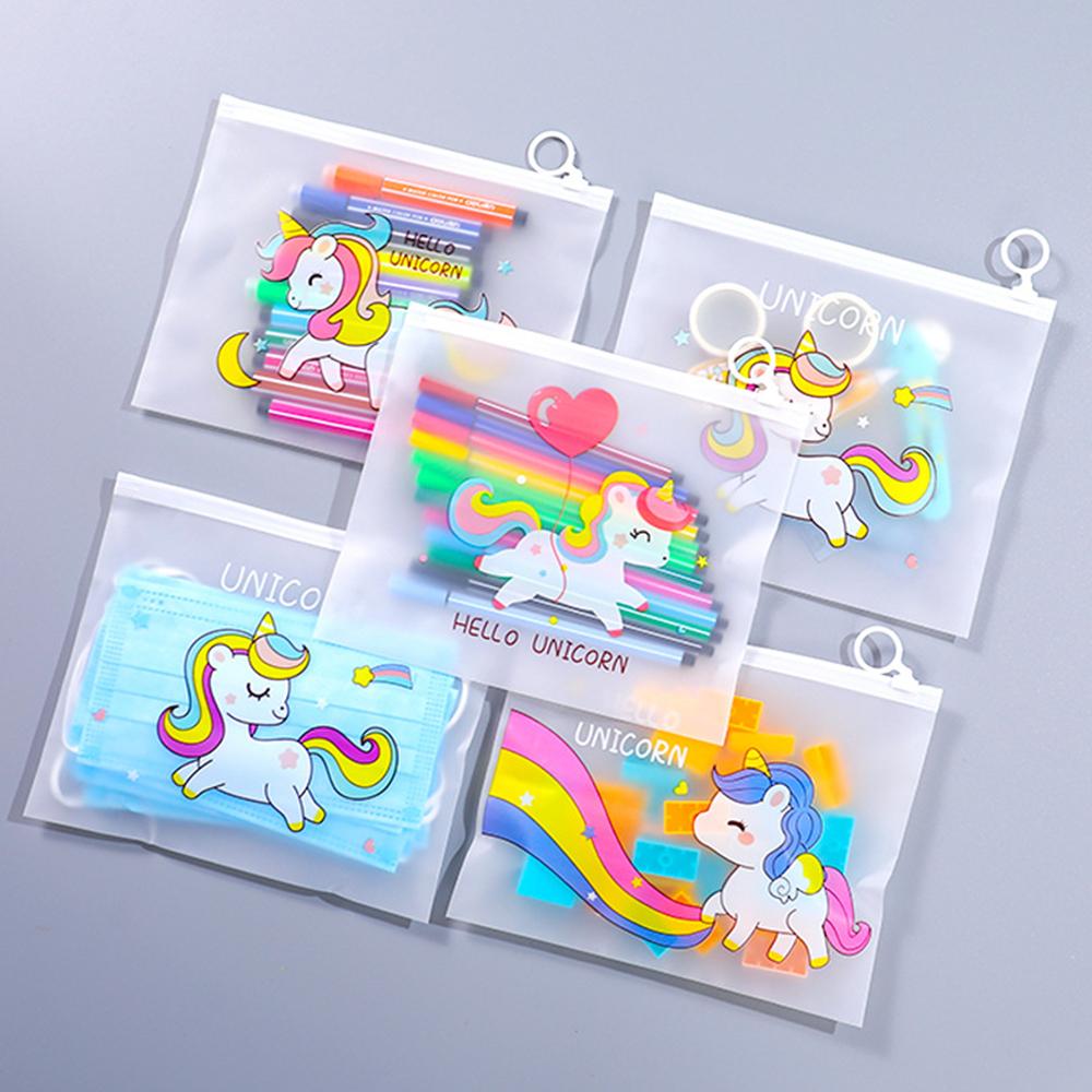 10pcs 21x17cm Cute Unicorn Cartoon File Storage Bag, Transparent Zipper Storage Bag,Birthday Gift Bag,Baby Shower