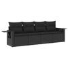 VidaXL Salon de Jardin avec Coussins 4 pcs, Canapés de Terrasse, Ensemble de Meubles de Patio, Mobilier d'Extérieur, Noir 3252212
