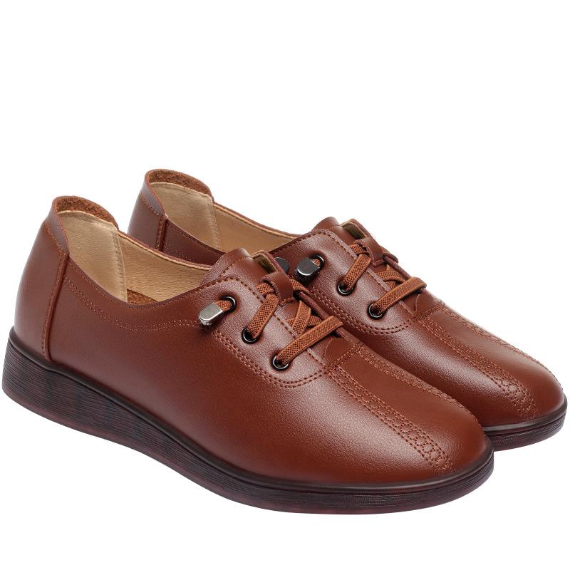 Мода 2024 года Модная женская обувь Мягкие кожаные мокасины Повседневная обувь Мягкие удобные туфли на низком каблуке Нескользящие туфли на плоской подошве Среднего возраста Простые