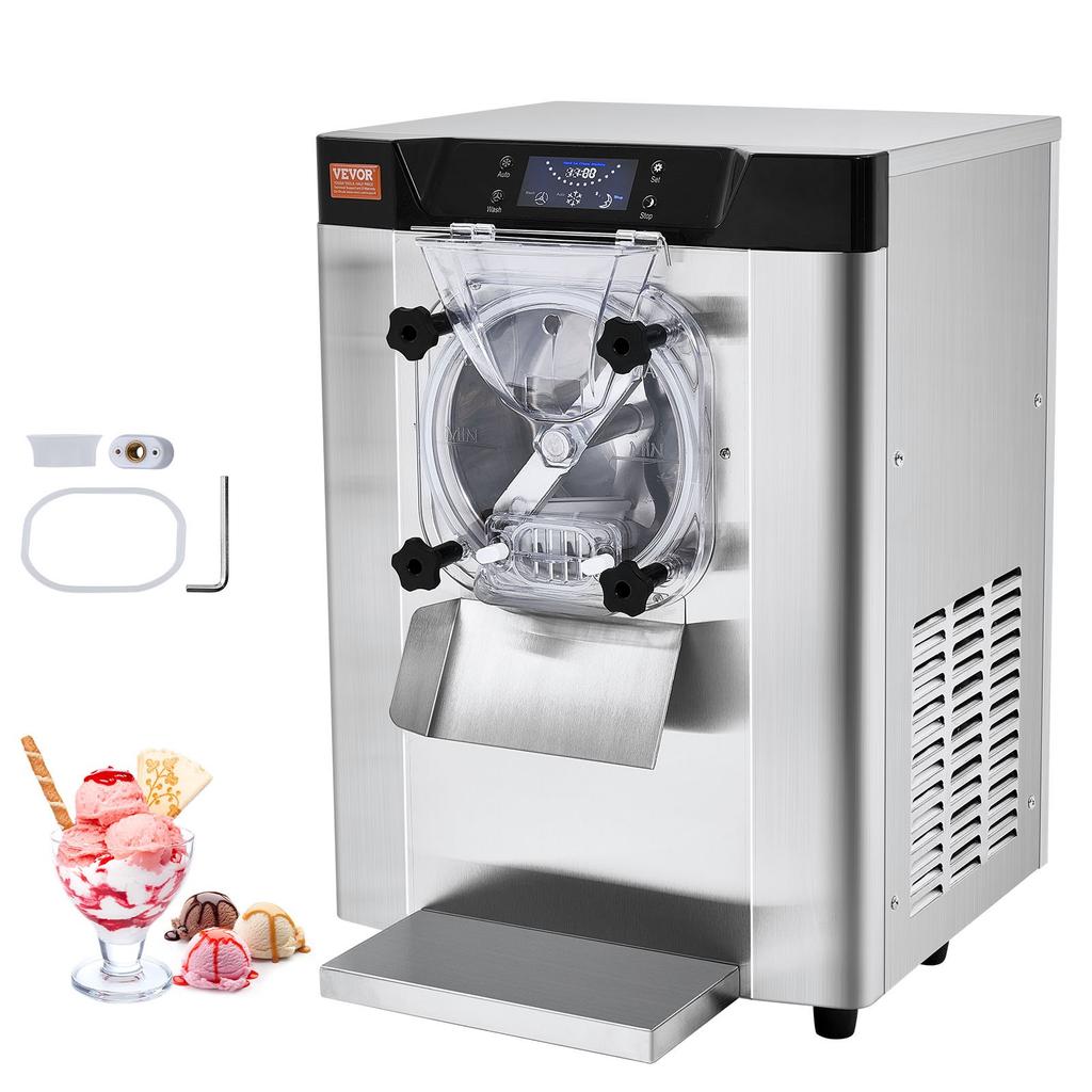 VEVOR Commercial Ice Cream Machine, 12 L/H Yield, 1295W Single Flavor Countertop Hard Serve Ice Cream Maker, 4.5L Stainless Steel Cylinder